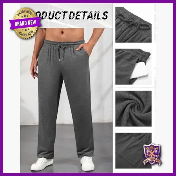 4 Pack Men's Big Tall Sweatpants Athletic Joggers Lounge Drawstring Pockets